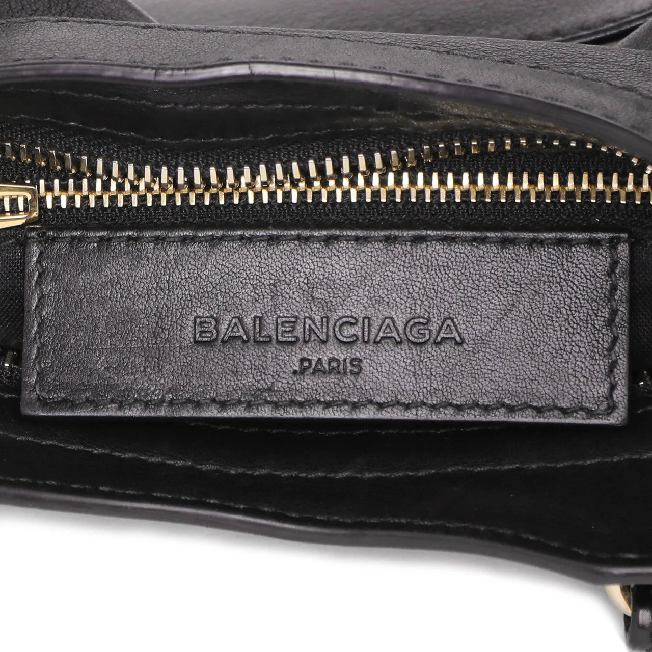 Balenciaga Black Calfskin Metal Plate Mini  City