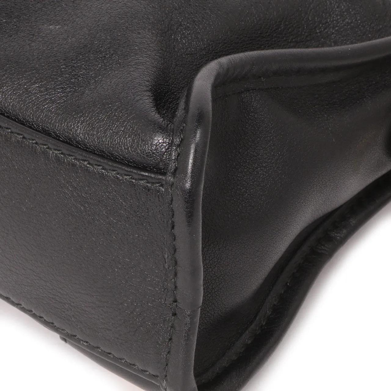 Balenciaga Black Calfskin Metal Plate Mini  City