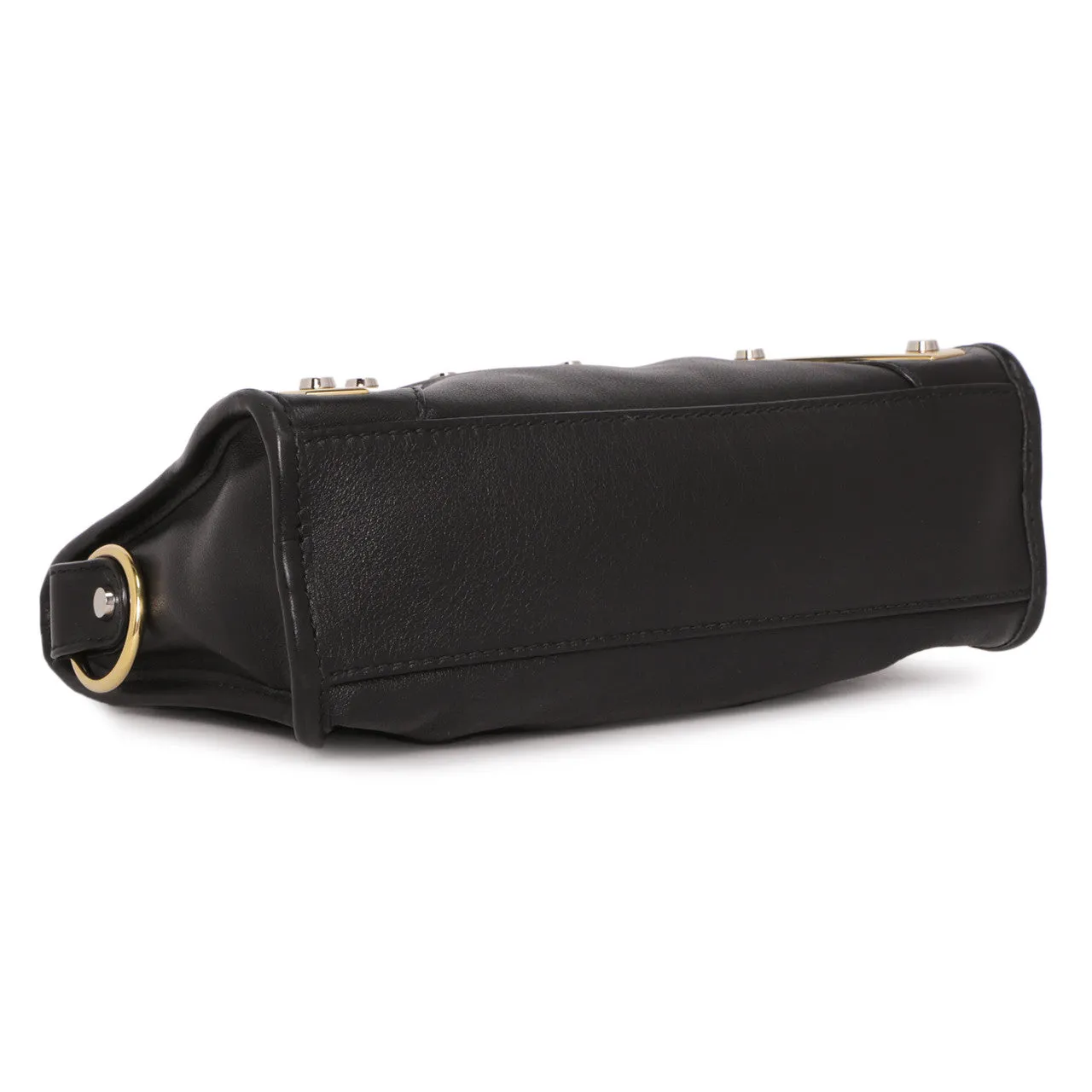Balenciaga Black Calfskin Metal Plate Mini  City