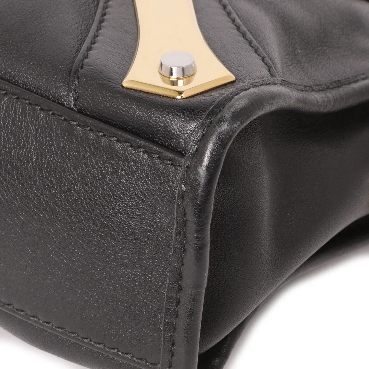 Balenciaga Black Calfskin Metal Plate Mini  City