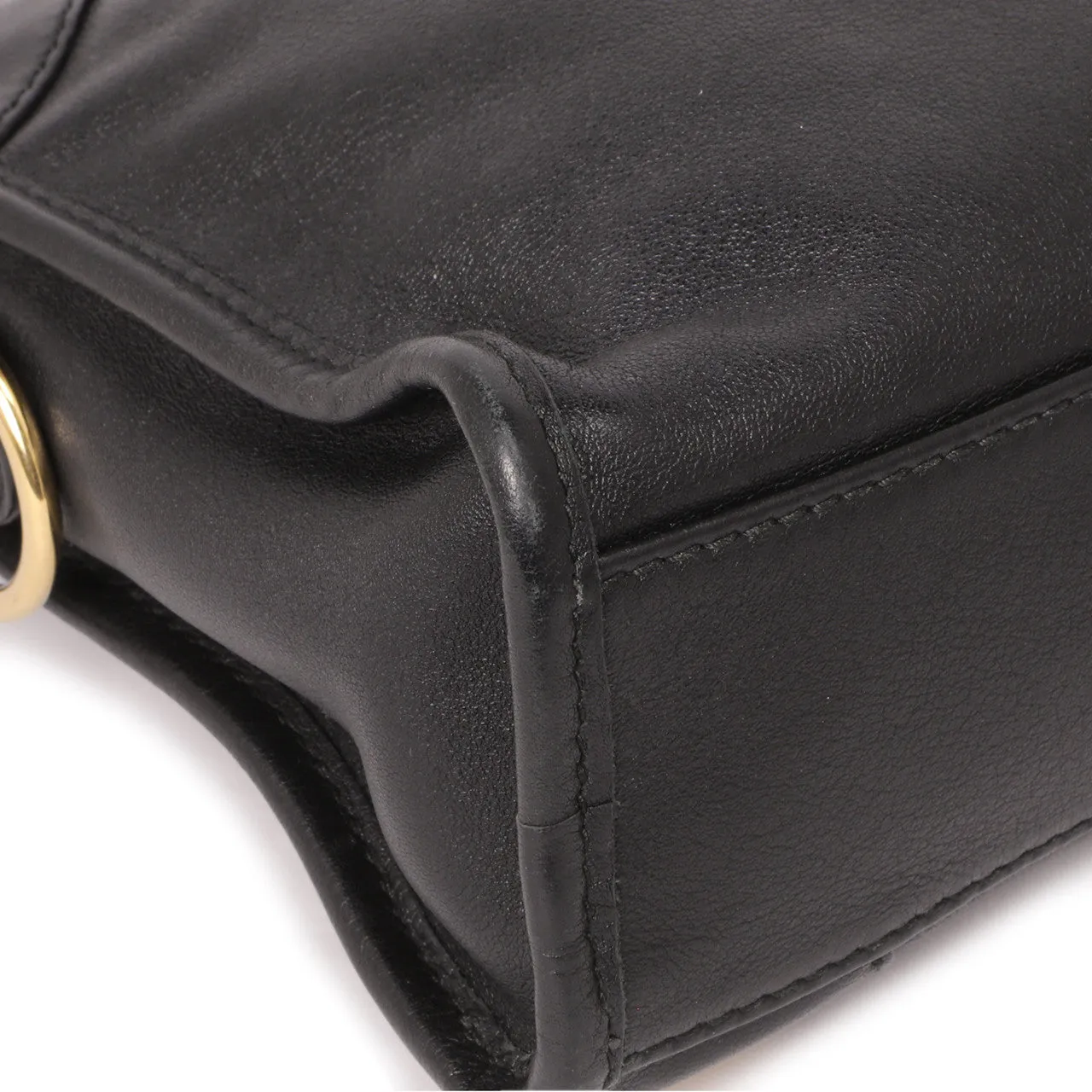 Balenciaga Black Calfskin Metal Plate Mini  City