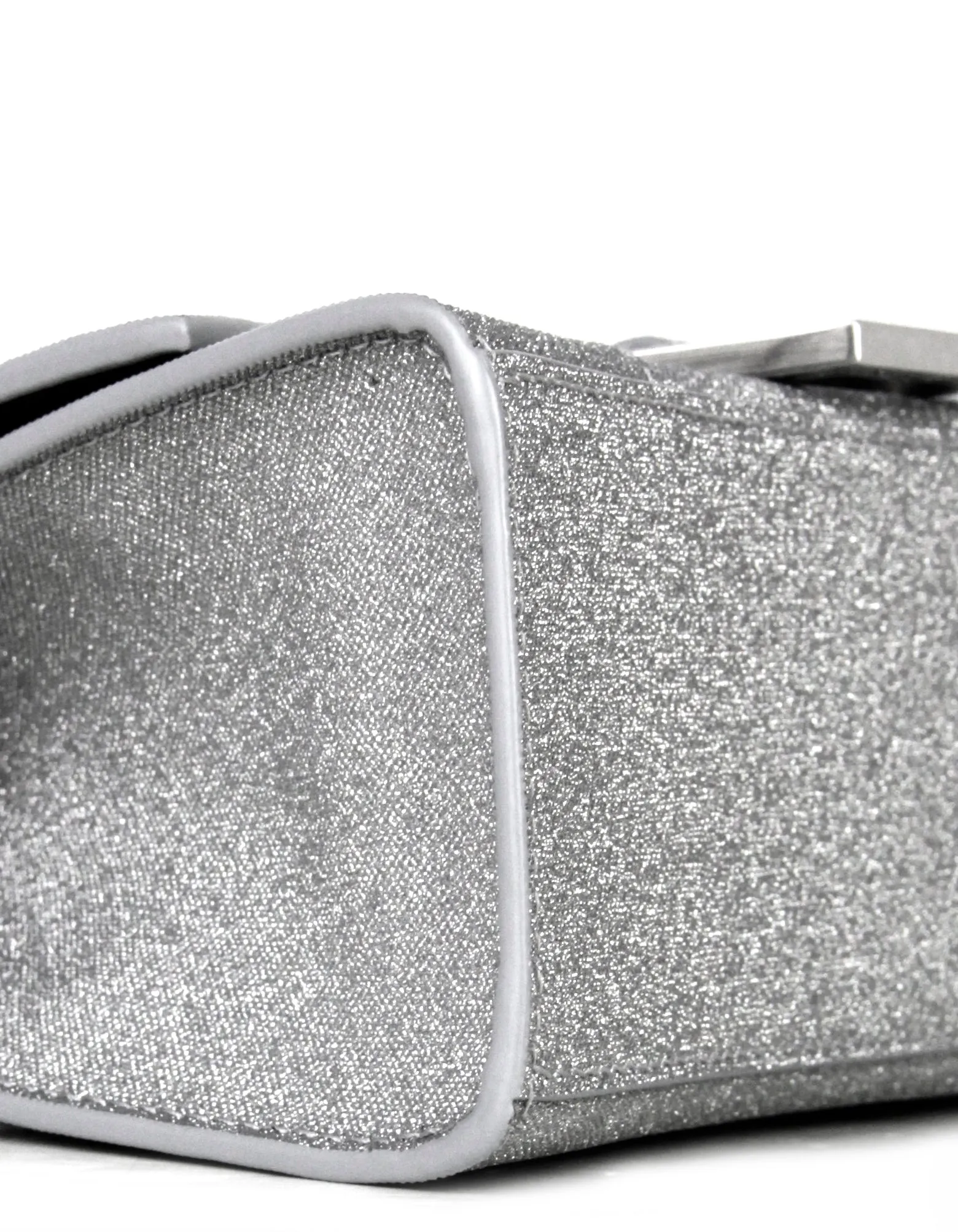 Balenciaga Silver Glitter Hourglass XS Top Handle Crossbody Bag