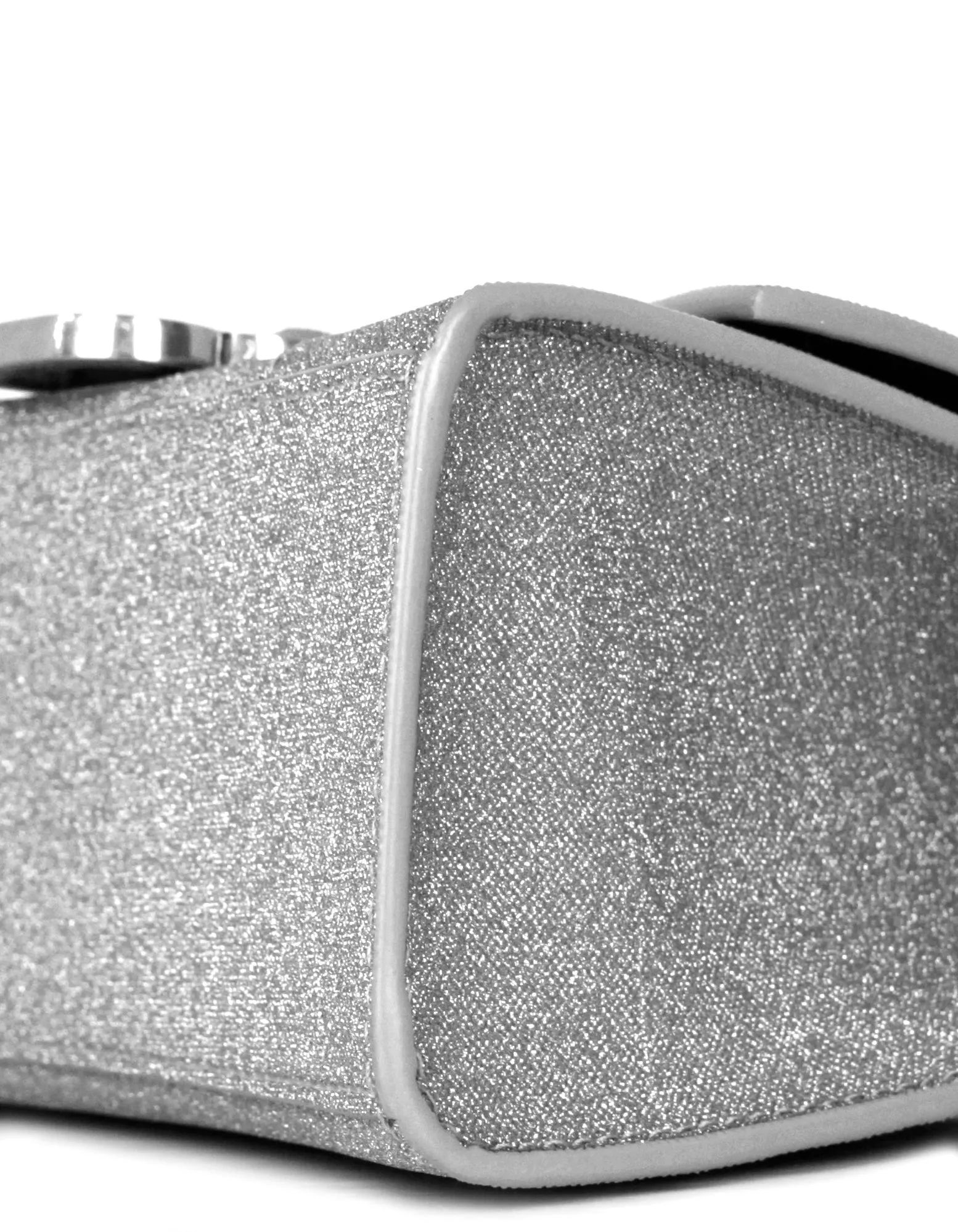 Balenciaga Silver Glitter Hourglass XS Top Handle Crossbody Bag