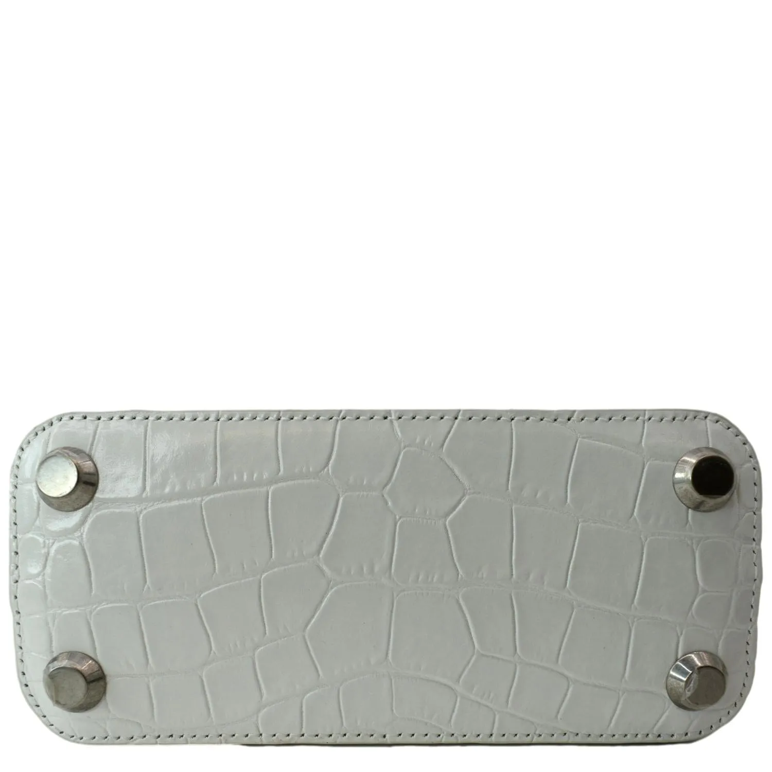 BALENCIAGA Ville Top Handle XXS Crocodile Leather Crossbody Bag White