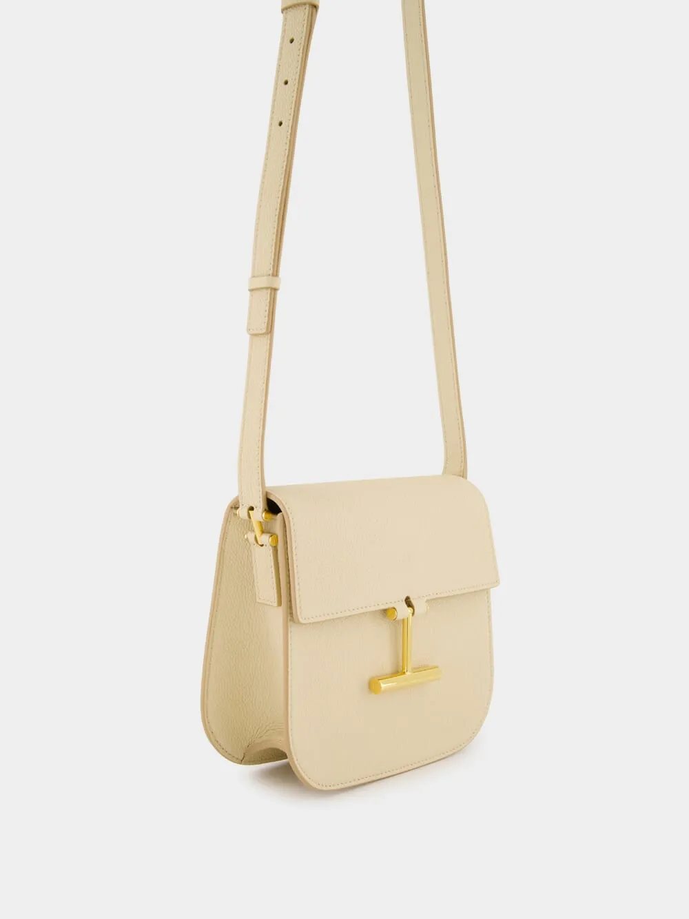 Beige Tara Mini Crossbody in Grain Leather