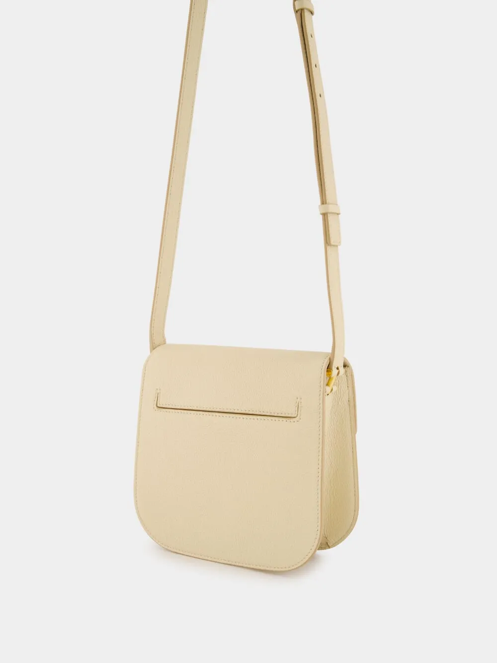 Beige Tara Mini Crossbody in Grain Leather