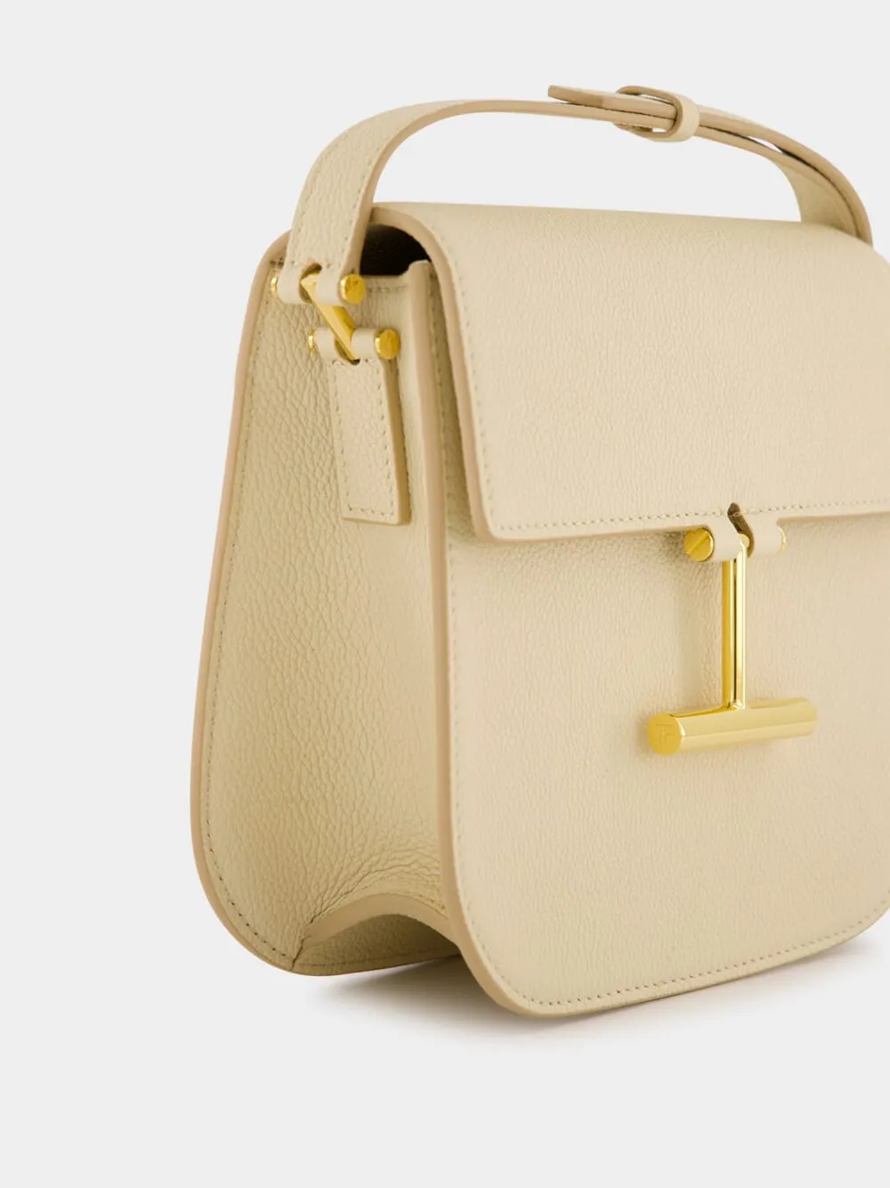 Beige Tara Mini Crossbody in Grain Leather
