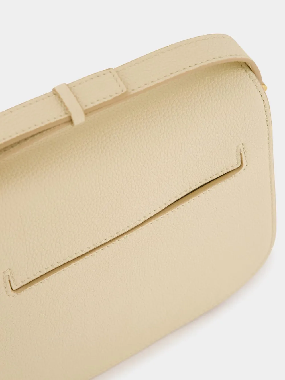 Beige Tara Mini Crossbody in Grain Leather