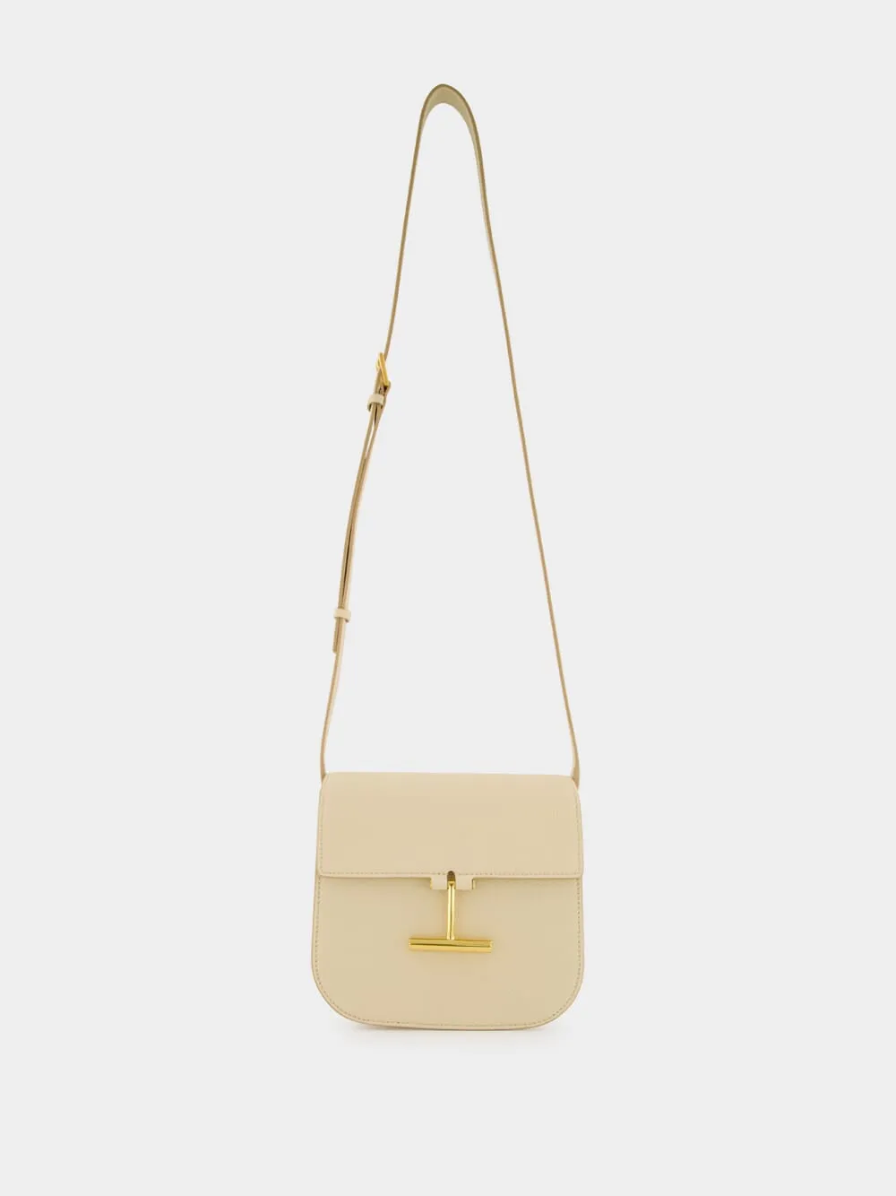 Beige Tara Mini Crossbody in Grain Leather