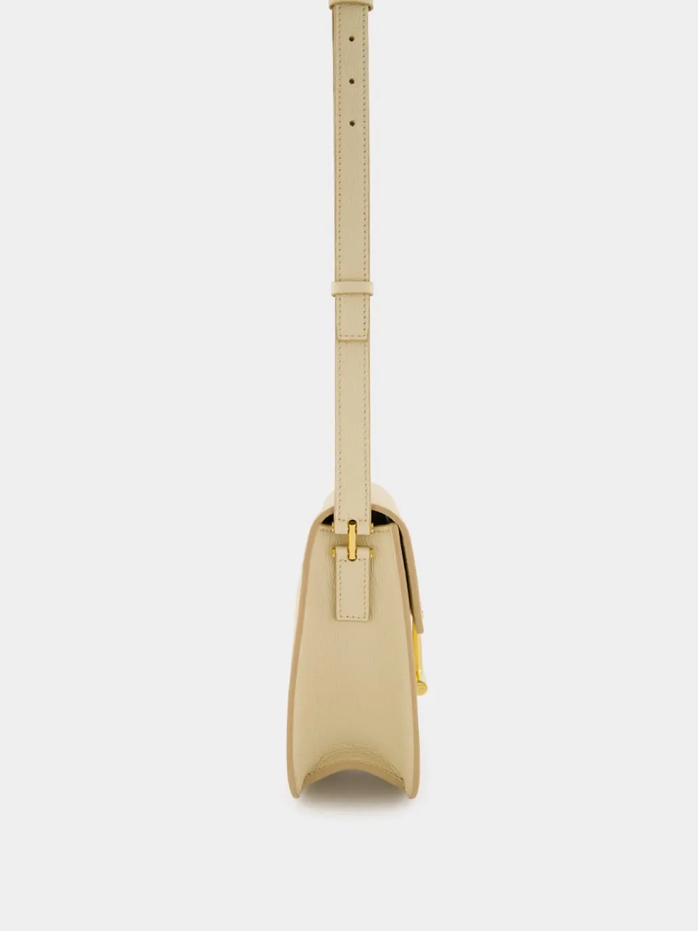 Beige Tara Mini Crossbody in Grain Leather