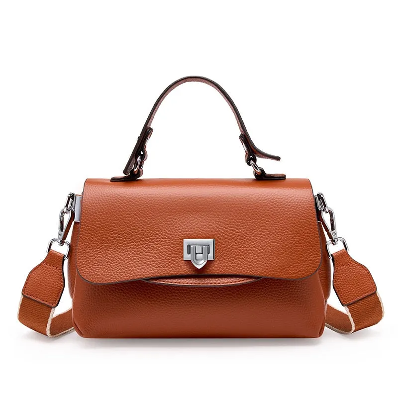 Belleville Women's Leather Handbag - Beige/Black/Blue/Teal - One Size