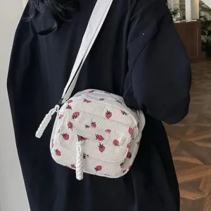 Berry Sweet Corduroy Cutie 🍓✨ Trendy Crossbody Wonder for Stylish Explorers! 👜💖