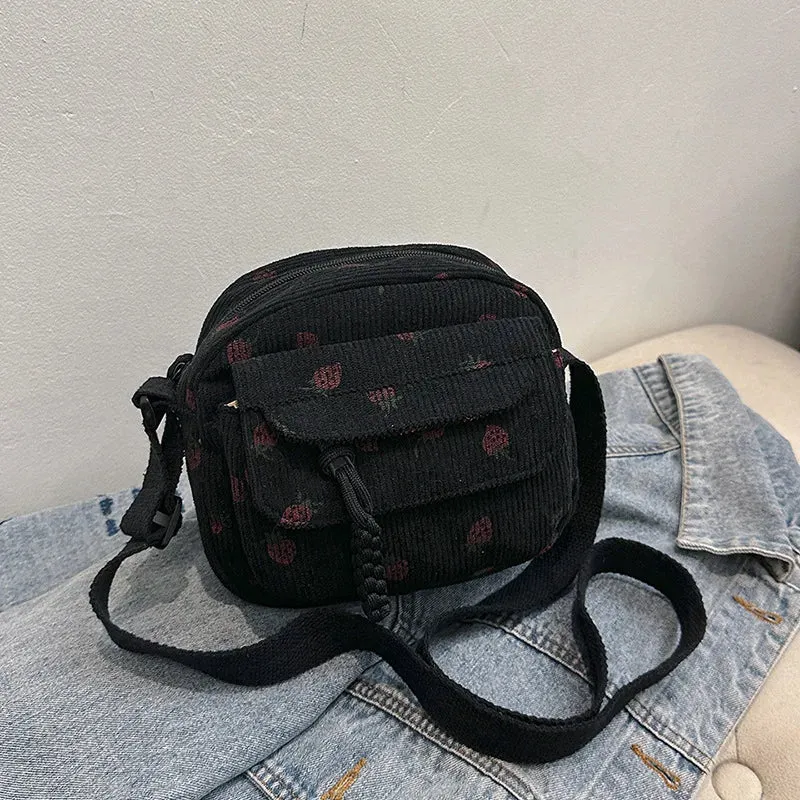 Berry Sweet Corduroy Cutie 🍓✨ Trendy Crossbody Wonder for Stylish Explorers! 👜💖