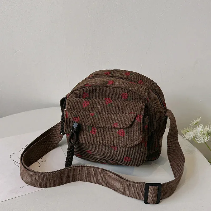 Berry Sweet Corduroy Cutie 🍓✨ Trendy Crossbody Wonder for Stylish Explorers! 👜💖