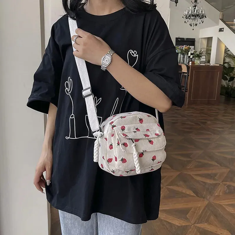 Berry Sweet Corduroy Cutie 🍓✨ Trendy Crossbody Wonder for Stylish Explorers! 👜💖