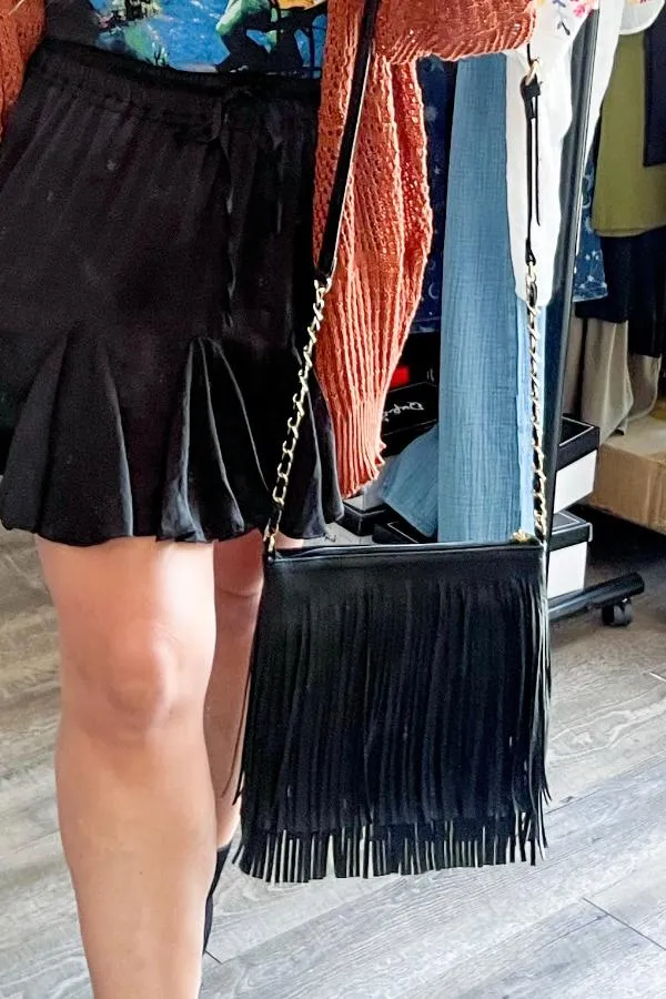 Black Fringe Bag