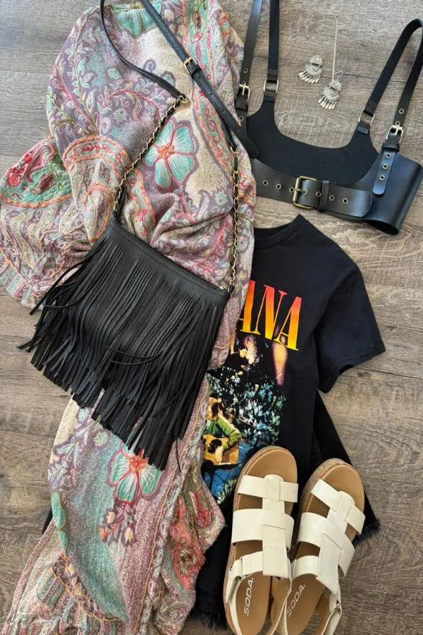 Black Fringe Bag