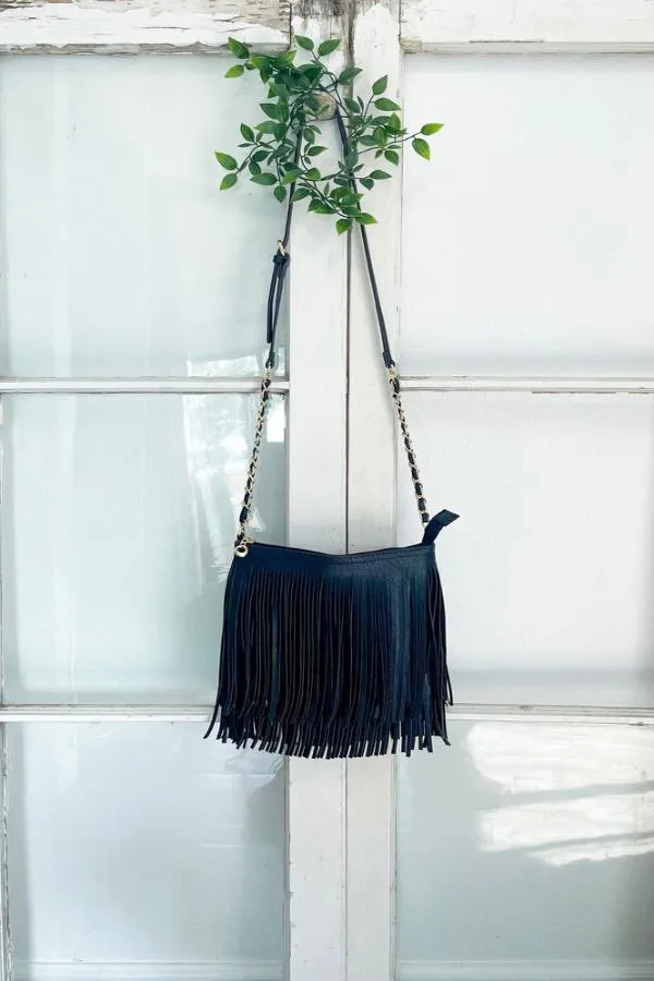 Black Fringe Bag