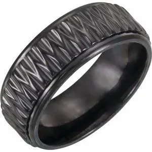 Black Titanium 8 mm Patterned Band Size 12.5