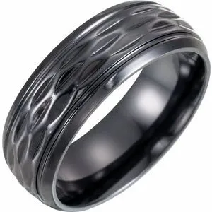 Black Titanium Patterned Band Size 7.5