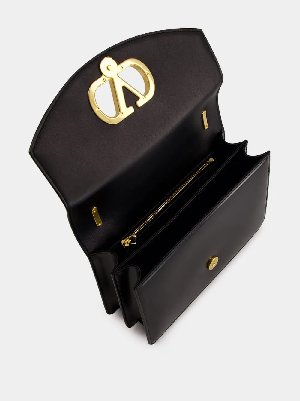 Black Vain Shoulder Bag in Shiny Calfskin