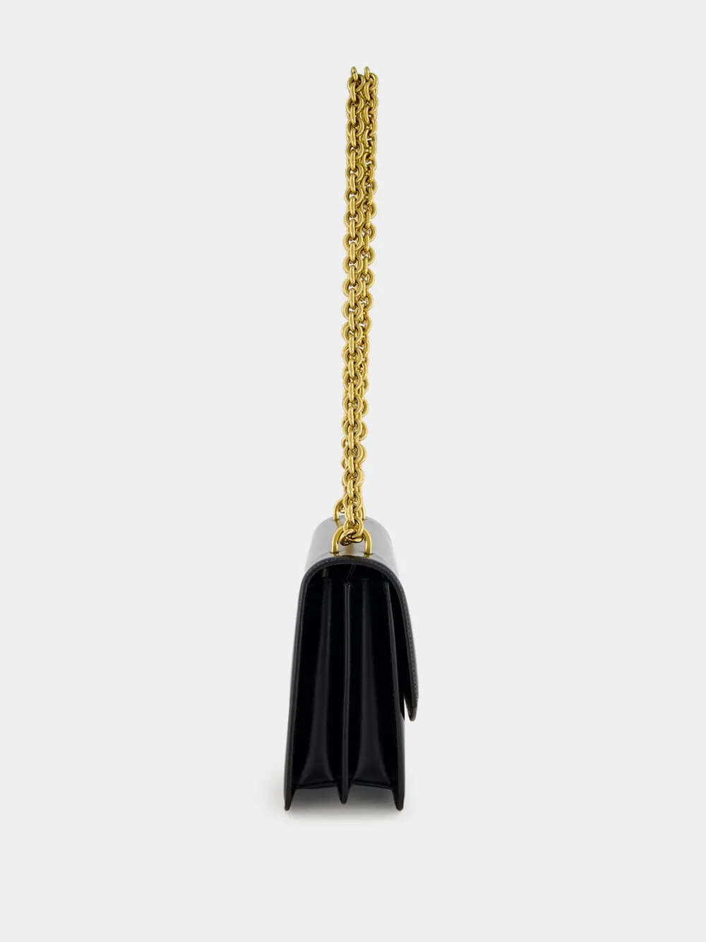 Black Vain Shoulder Bag in Shiny Calfskin
