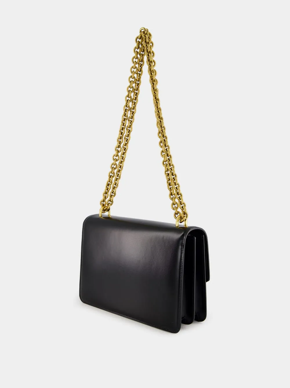 Black Vain Shoulder Bag in Shiny Calfskin