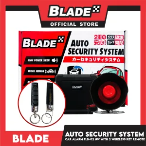 Blade Car Alarm FLB-02 NW Auto Security Keyless Entry System with 2 Remote Controls & Siren Sensor- 12V Universal Remote Auto Door Lock/Unlock