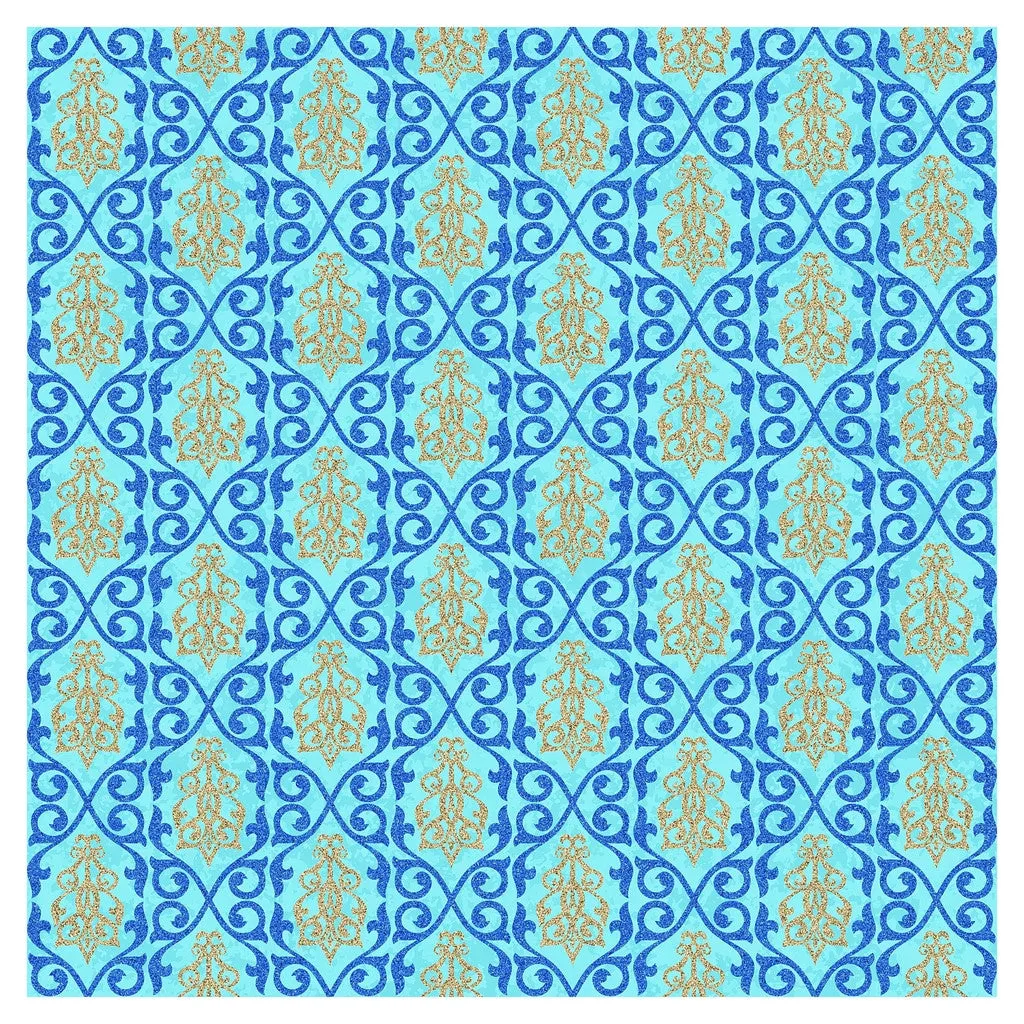 Blue Moroccan Glitter Adhesive Vinyl Sheet
