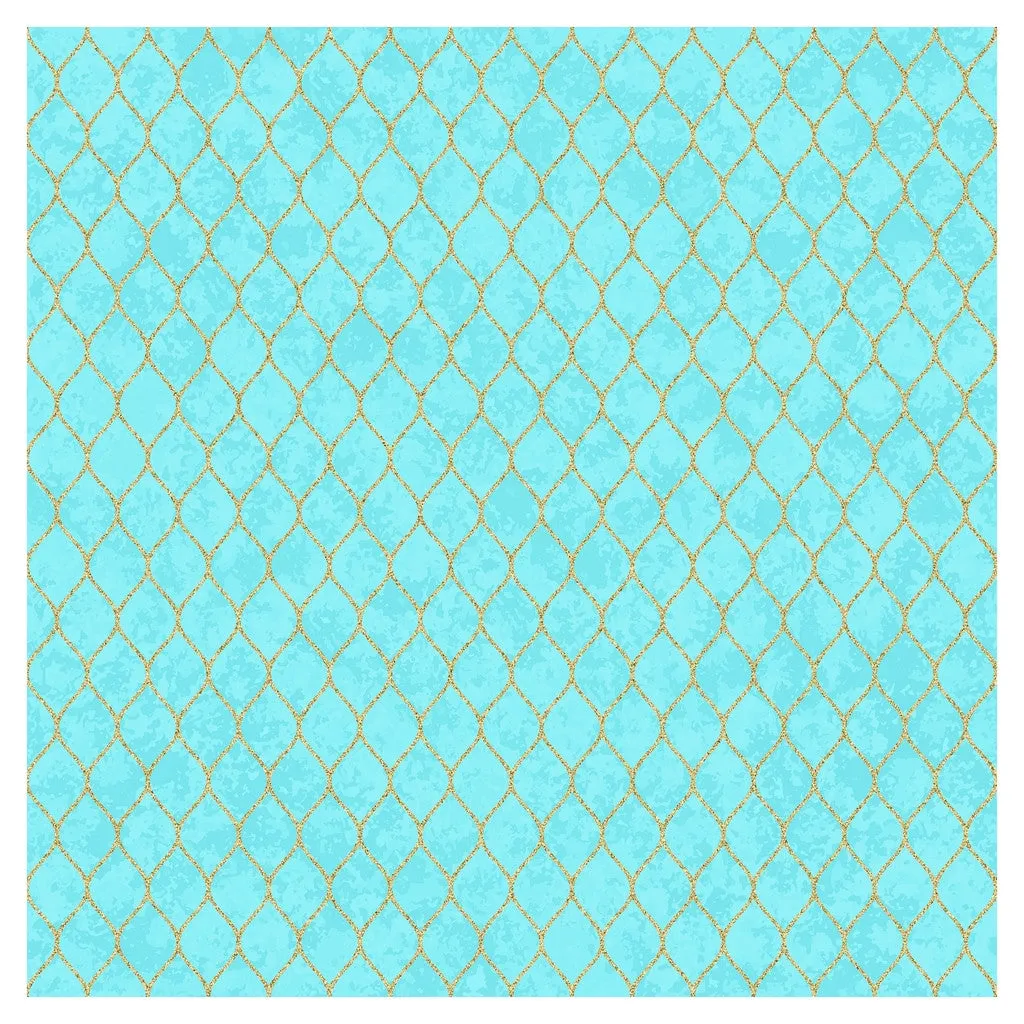 Blue Moroccan Glitter Adhesive Vinyl Sheet