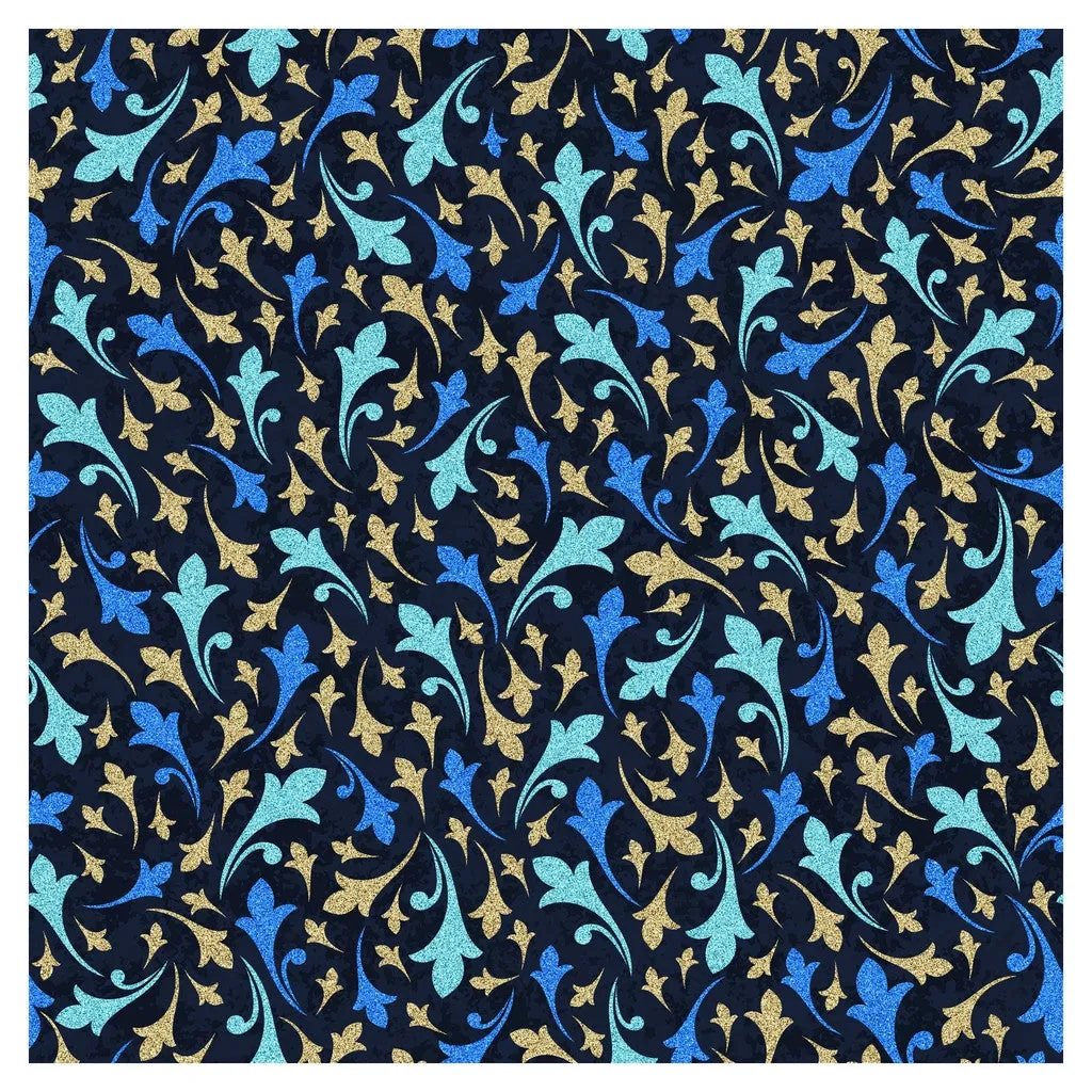 Blue Moroccan Glitter Adhesive Vinyl Sheet