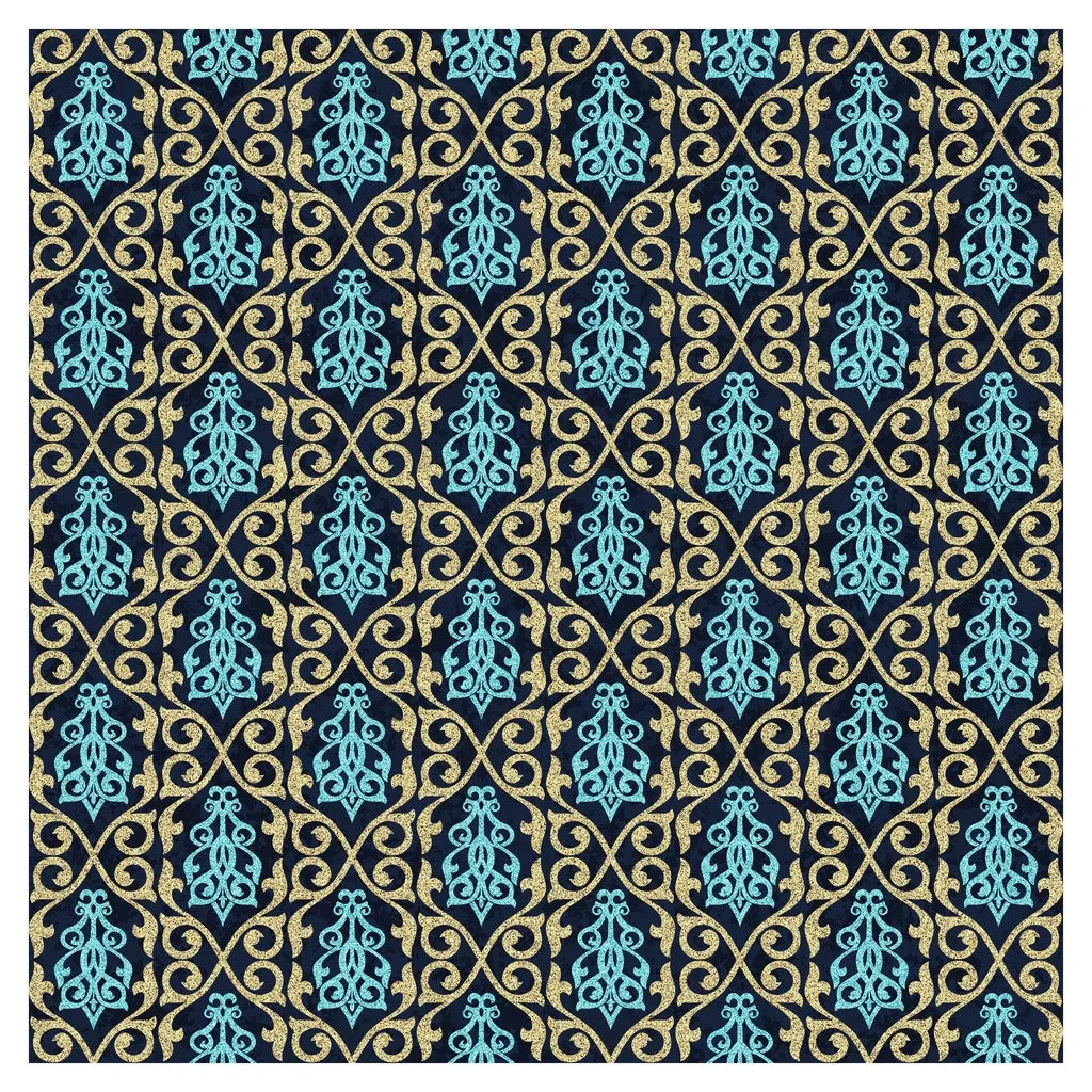 Blue Moroccan Glitter Adhesive Vinyl Sheet