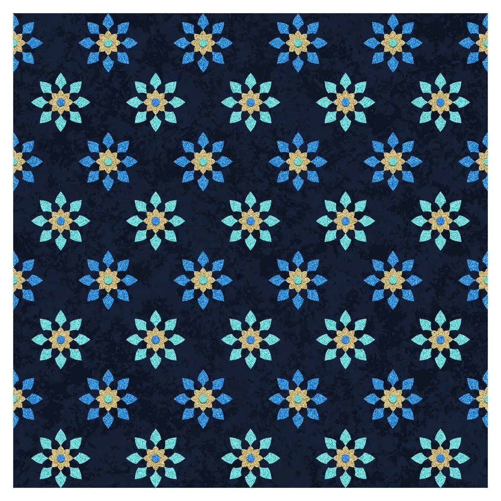 Blue Moroccan Glitter Adhesive Vinyl Sheet