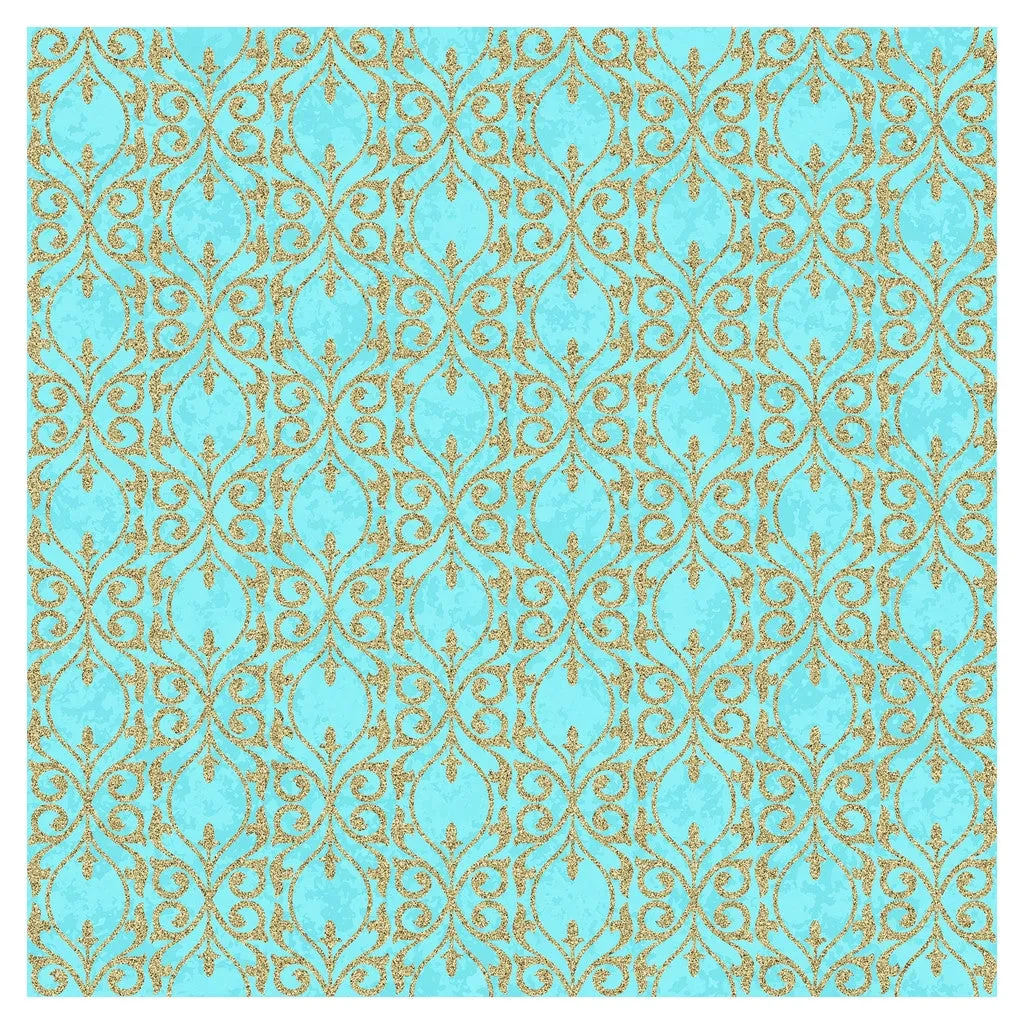 Blue Moroccan Glitter Adhesive Vinyl Sheet