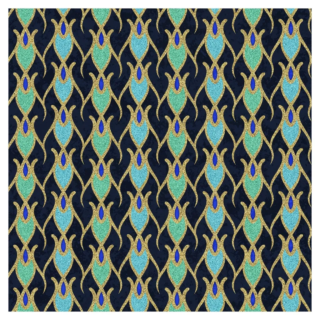 Blue Moroccan Glitter Adhesive Vinyl Sheet