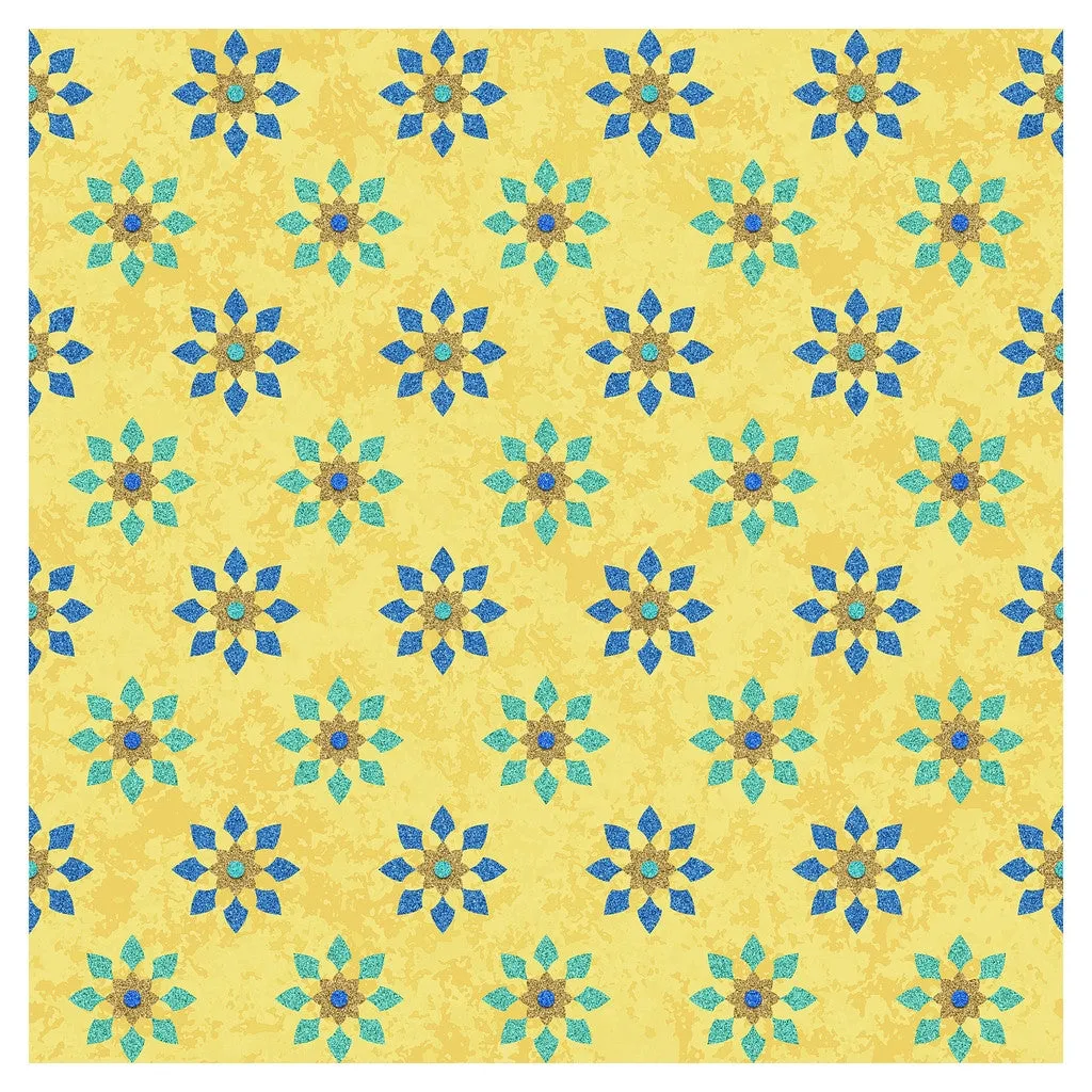Blue Moroccan Glitter Adhesive Vinyl Sheet