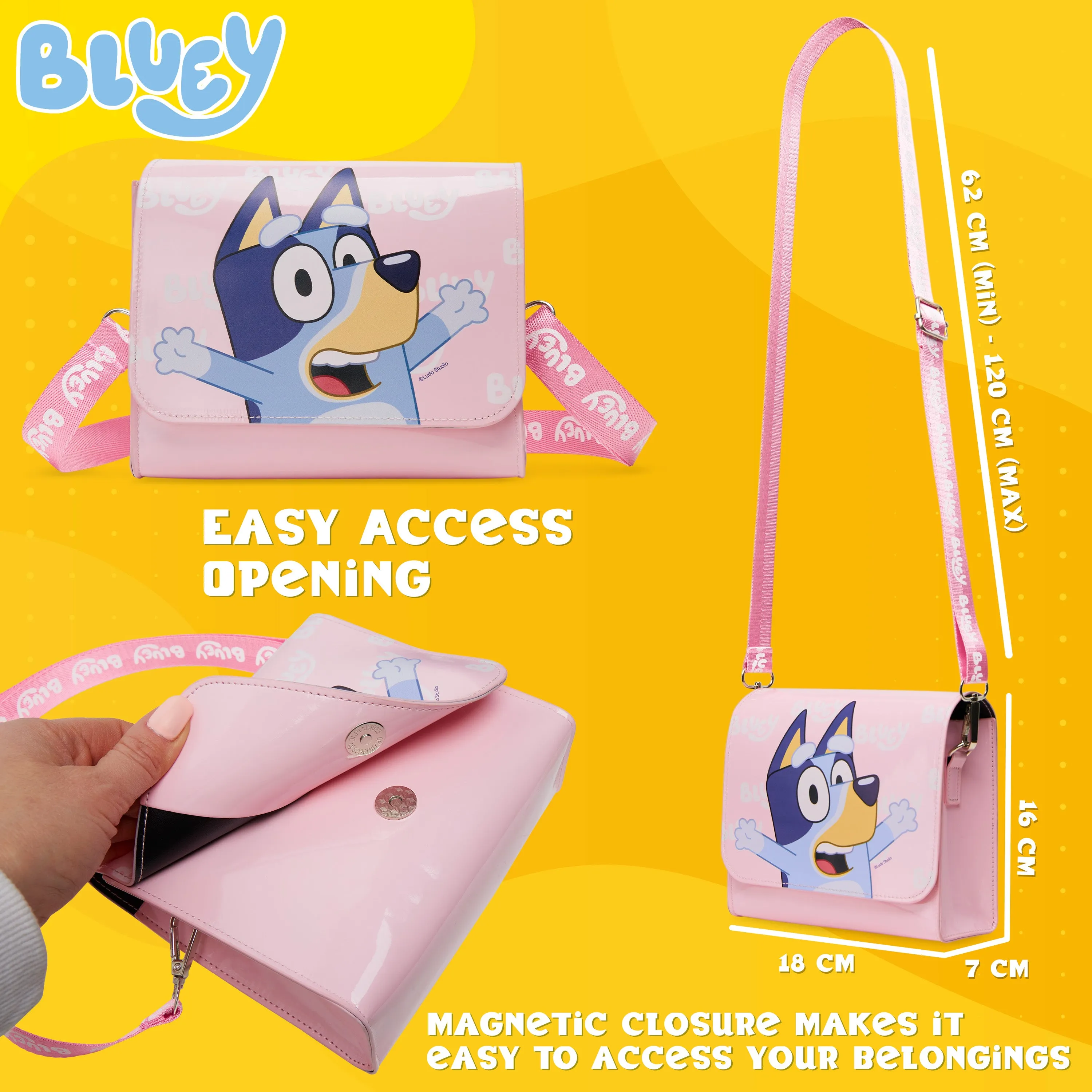 Bluey Girls Handbag - Cute Shoulder Bag for Kids, Adjustable Strap - Girls Gifts
