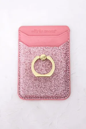 Blush Glitter Cell Phone Card Holder