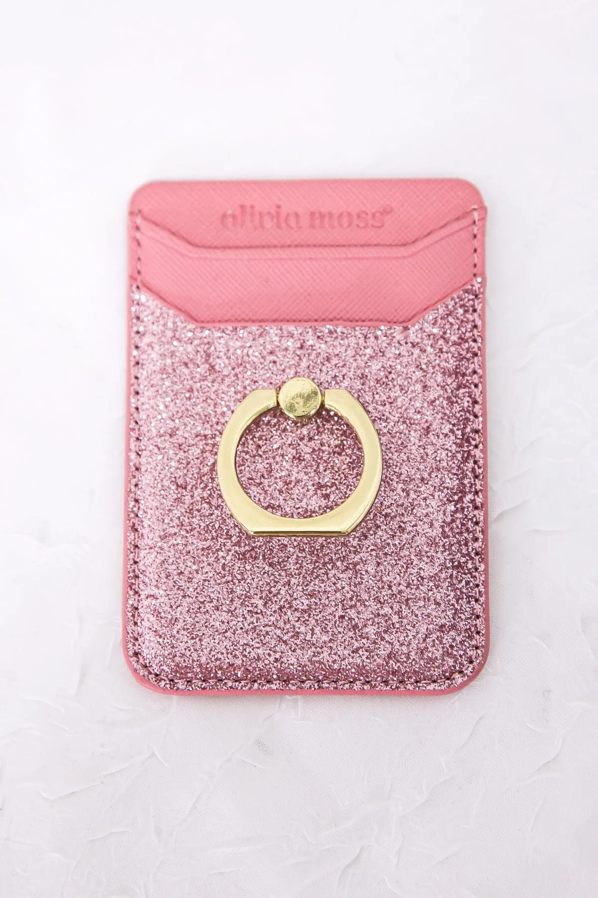 Blush Glitter Cell Phone Card Holder