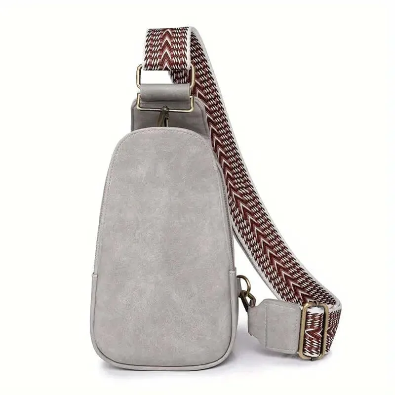 BohoVibe PU Leather Sling Bag with Wide Guitar Strap