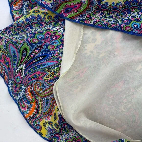 Boston Proper Silk Multicolor Paisley 90s Y2K Style Midi Skirt Size M