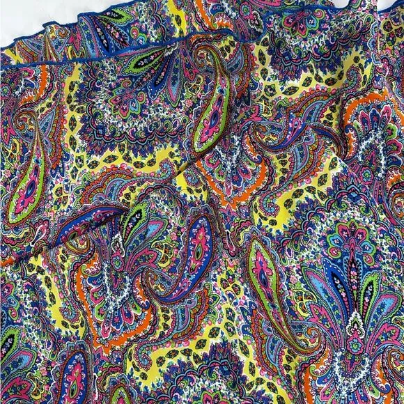 Boston Proper Silk Multicolor Paisley 90s Y2K Style Midi Skirt Size M