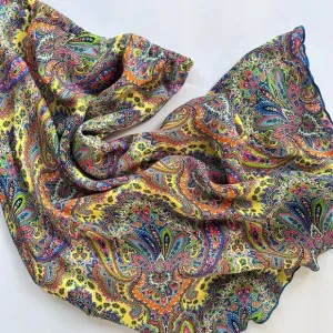 Boston Proper Silk Multicolor Paisley 90s Y2K Style Midi Skirt Size M