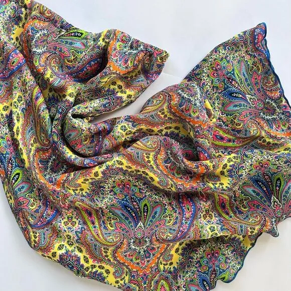 Boston Proper Silk Multicolor Paisley 90s Y2K Style Midi Skirt Size M