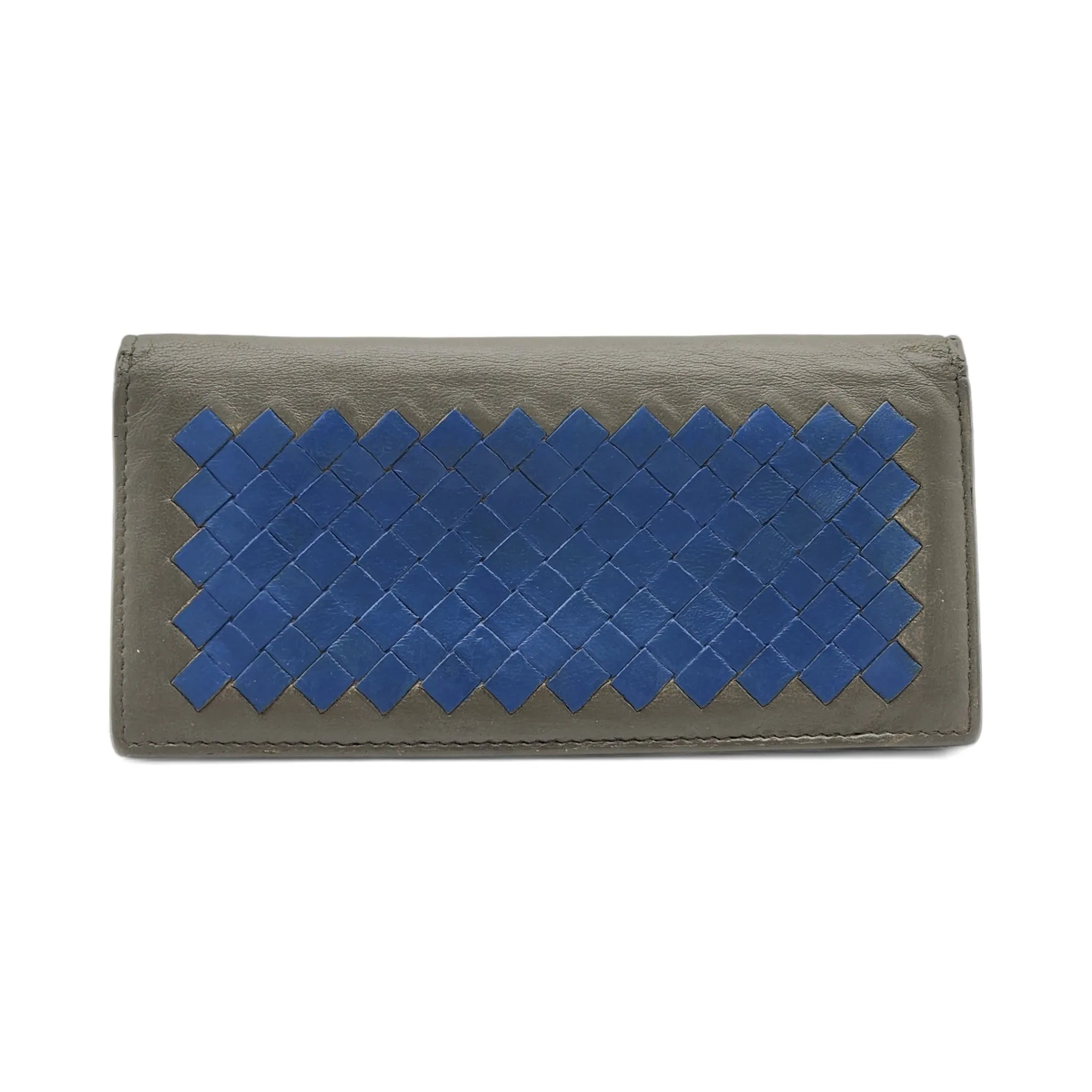 Bottega Veneta Nappa Intrecciato Bi-Fold Wallet in Gray Blue