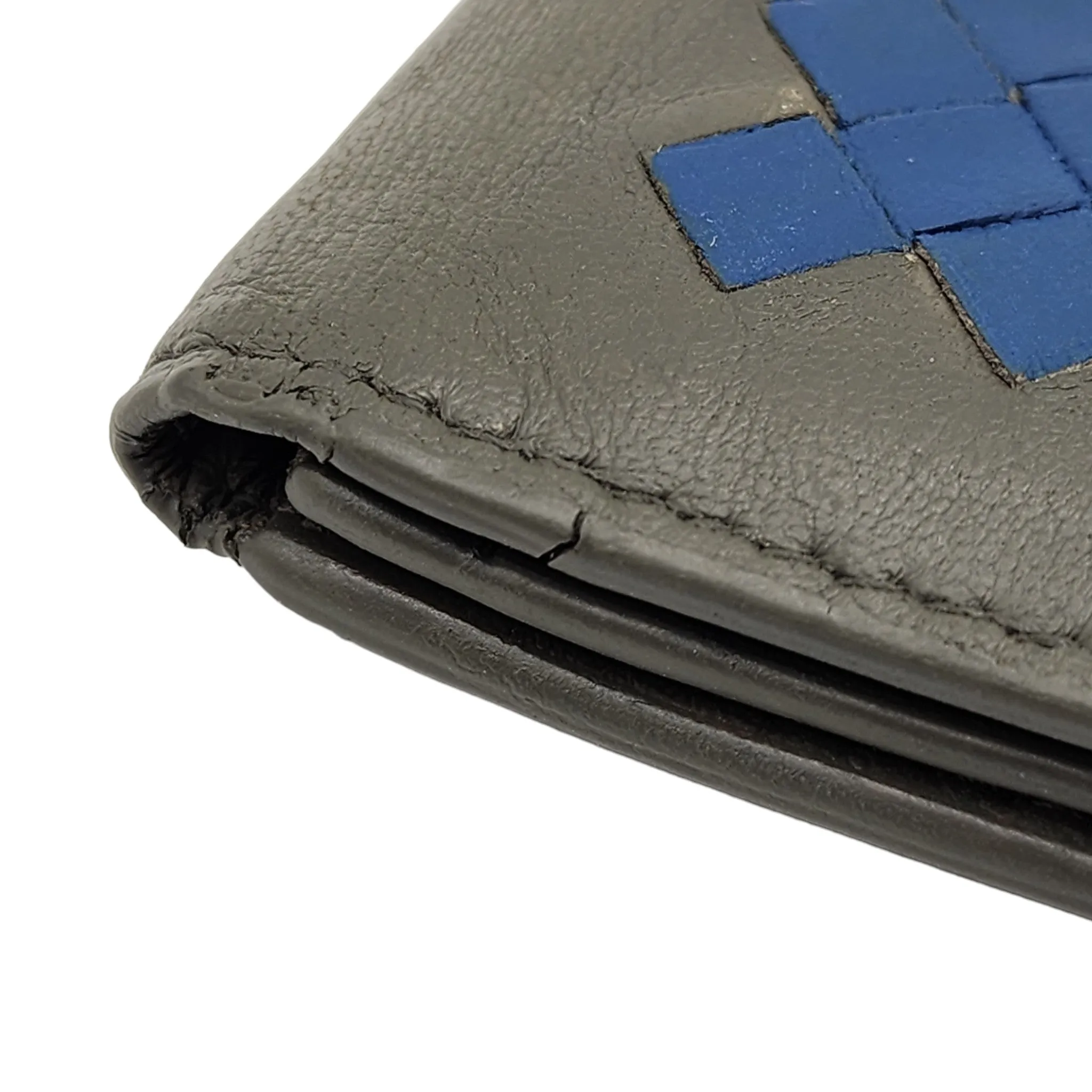 Bottega Veneta Nappa Intrecciato Bi-Fold Wallet in Gray Blue
