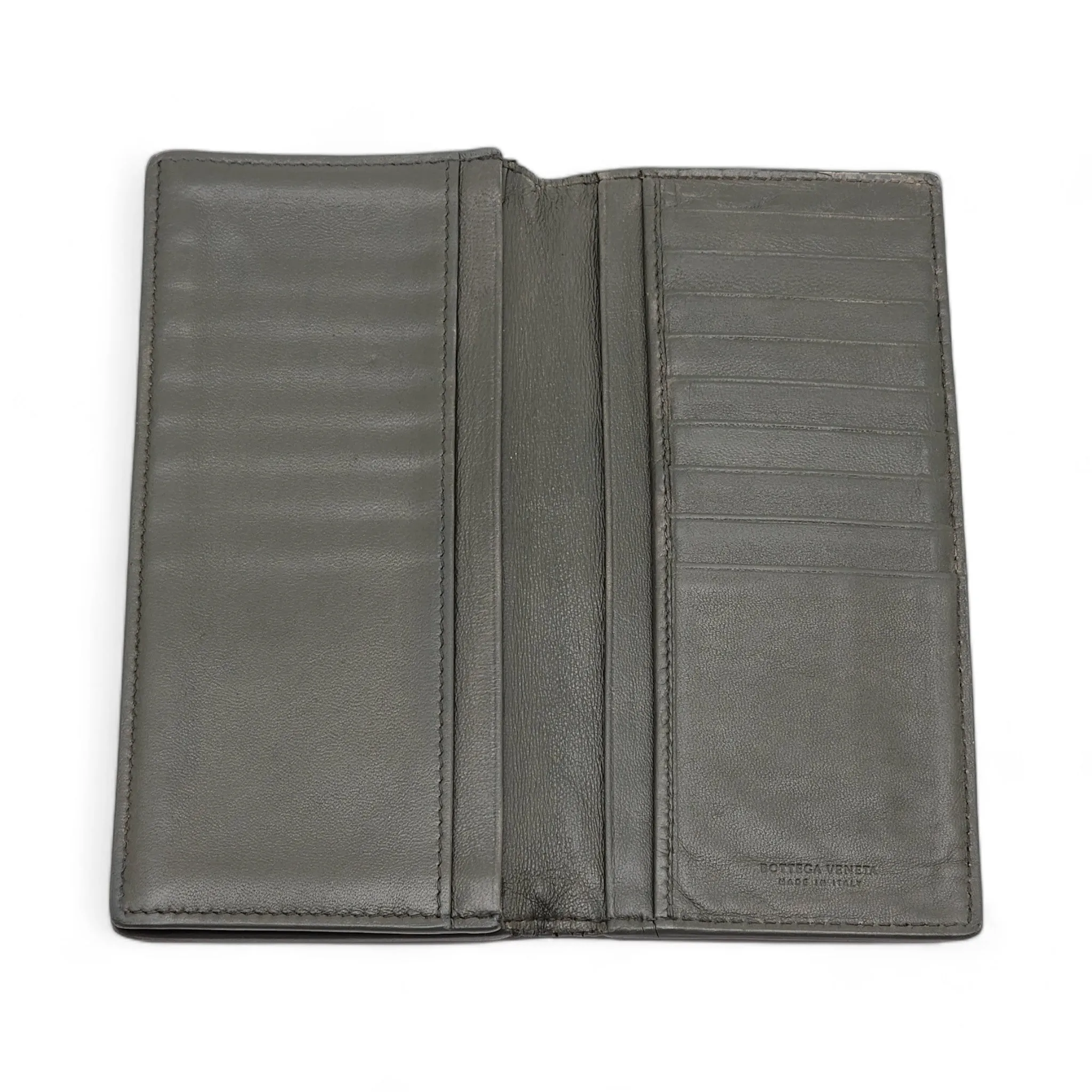 Bottega Veneta Nappa Intrecciato Bi-Fold Wallet in Gray Blue
