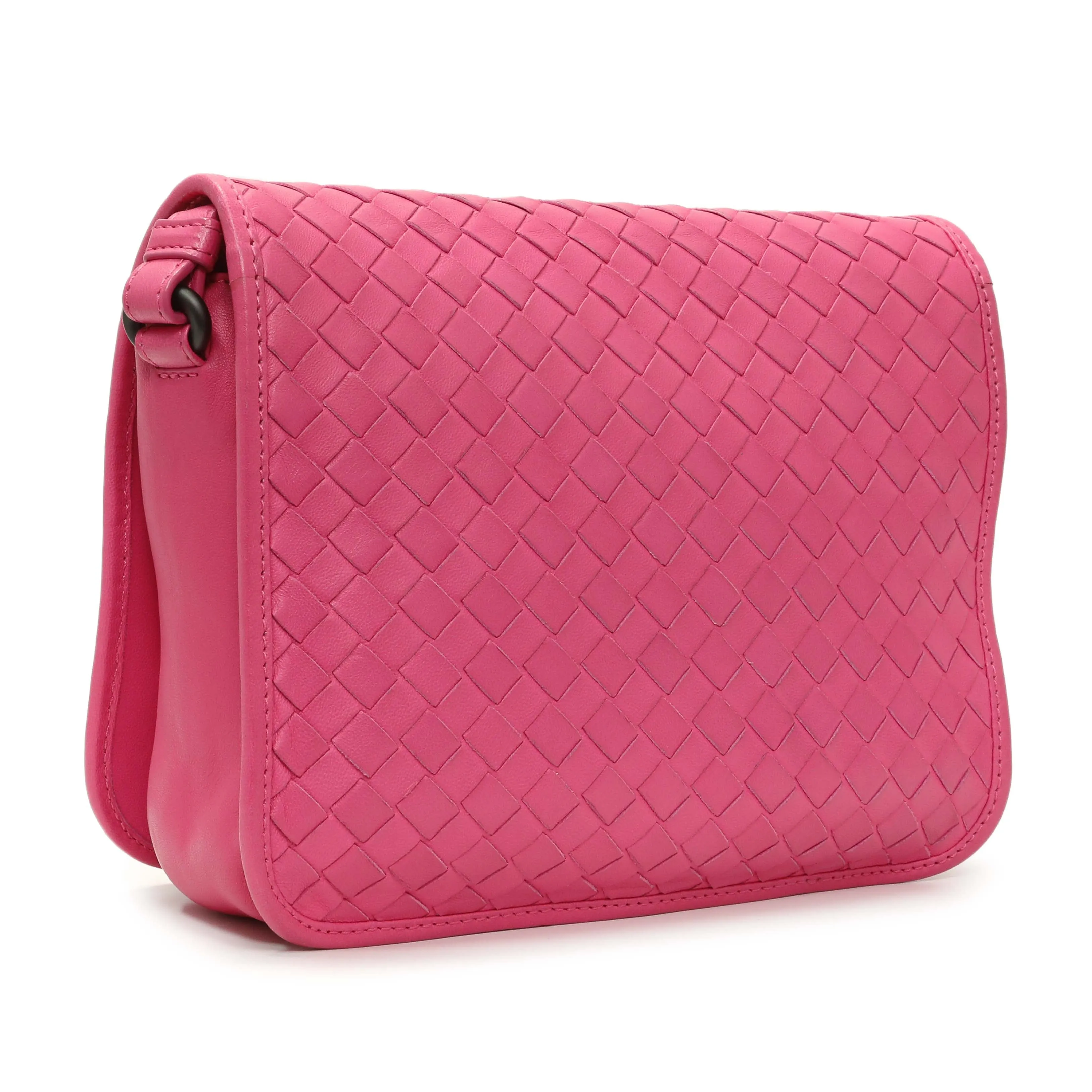 Bottega Veneta Pink Nappa Intrecciato Mini Flap Crossbody