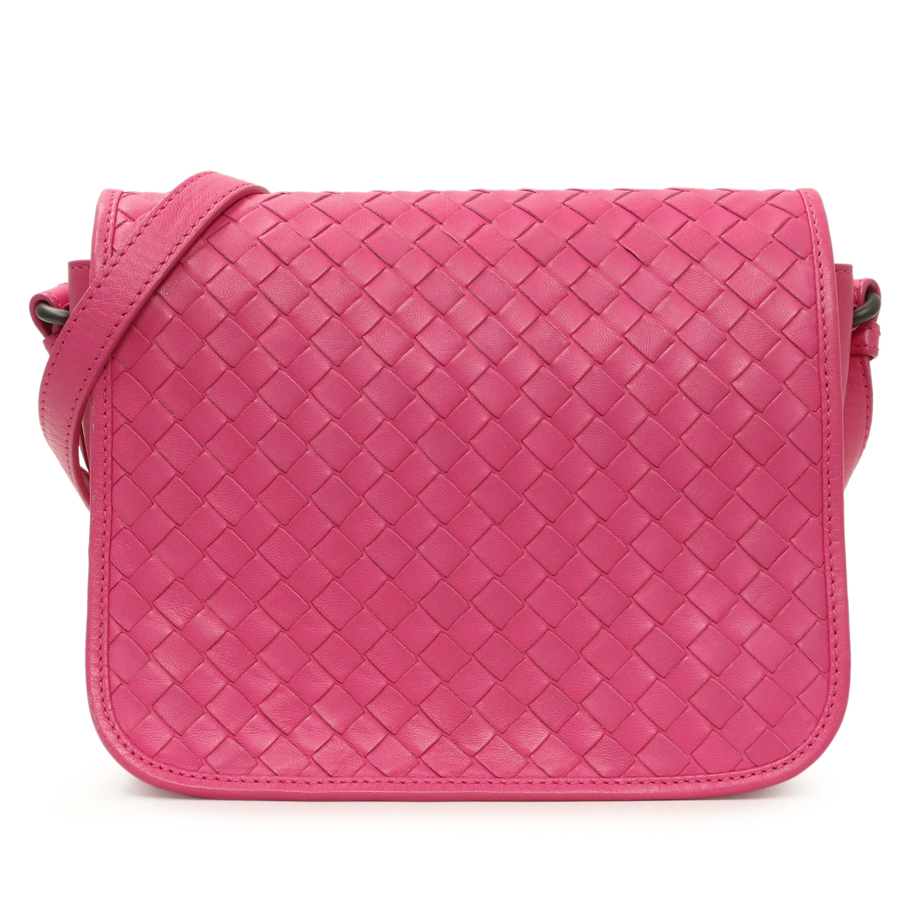 Bottega Veneta Pink Nappa Intrecciato Mini Flap Crossbody