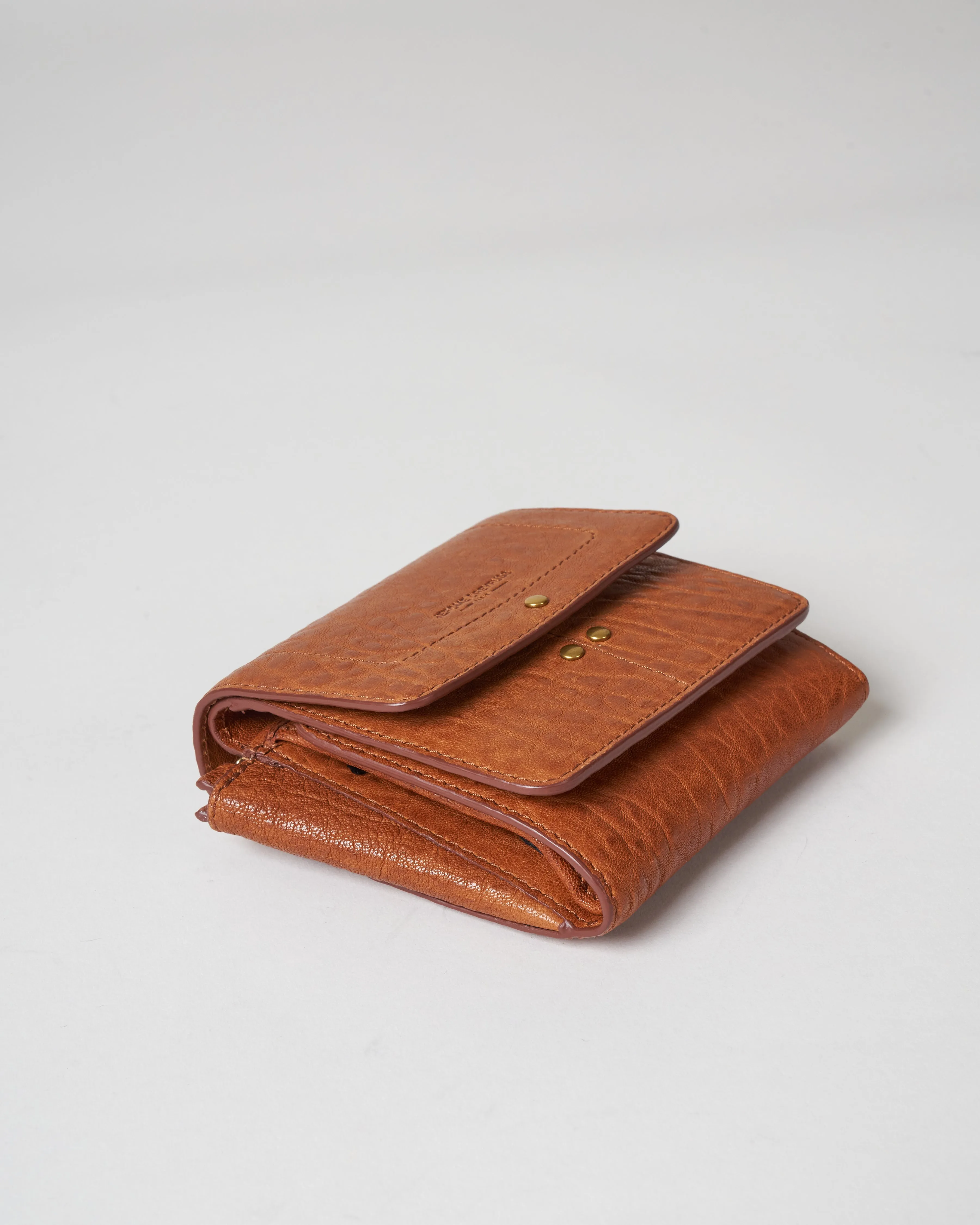 bubble lambskin wallet - camel